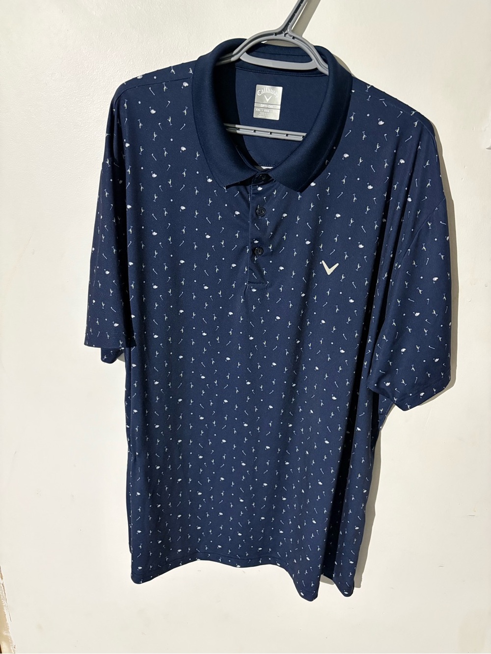 Callaway Navy Polo with Micro White Print